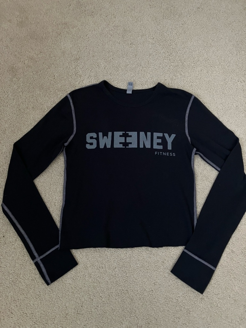 Next level apparel micro waffle knit thermal cropped long sleeve shirt, stitched
